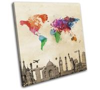 World Landmarks Atlas Maps Flags SINGLE TELA parete arte foto stampa