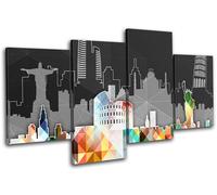World Landmarks Geometric City MULTI TELA parete arte foto stampa