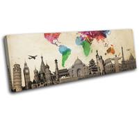 World Landmarks Globe Atlas Maps Flags SINGLE TELA parete arte foto stampa
