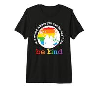 World Map Be Kind Rainbow Gay LGBT Pride Month LGBTQ Maglietta Premium