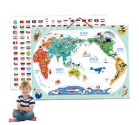 World Map Puzzle, puzzle educativi magnetici da 16x12 pollici con manuale di geografia, impiccato World Map for Kids Regali