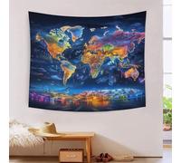World Map Stampa 3D Arazzo Da Parete Poster Ornamento Arte Murale Tapestry Tessuto Parete Appeso Decorazione Utilizzato in Camera Da Letto, Soggiorno, Copriletto, Decorazione Murale 150cmx200cm