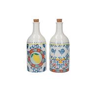 KitchenCraft World of Flavours Set di bottiglie per aceto e olio, ceramica, multicolore, 500 ml