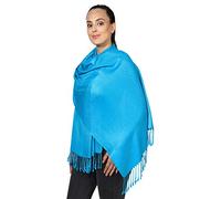 World of Shawls Pashmina Style All Seasons - Sciarpa a forma di scialle a forma di stola, Turchese, Taglia unica