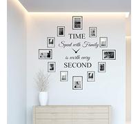 World of Wall Decal Decalcomania da parete in vinile con scritta Time Spent with Family is Worth Every Second, con citazione di famiglia, fai da te, le cornici non sono incluse (22 x 22 L) nero