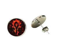 World of Warcraft - Orecchini a perno in vetro cabochon con logo dell'orda dell'alleanza, ideali come souvenir per i giocatori