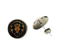World of Warcraft - Orecchini a perno in vetro cabochon con logo dell'orda dell'alleanza, ideali come souvenir per i giocatori