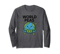 World Peas Pun Divertente Pace con Carino Terra e Pea Pod Maglia a Manica