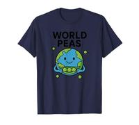 World Peas Pun Divertente Pace con Carino Terra e Pea Pod Maglietta