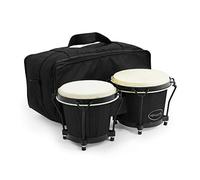 World Rhythm Bongos 15,2 cm & 17,8 cm Beginners Oak Bongo Drums - Bongos nero opaco con custodia imbottita BON7-BK