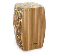 World Rhythm CAJ3-DK Tamburo Cajon con Superfice Rifinita in Stile Zebrano, Design Tribale Giallo e Arancione