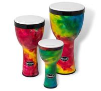 World Rhythm Djembe Nesting - Batteria per djembe da 20,3 cm, 25,4 cm, 30,5 cm, in PVC, leggera, con teste sintetiche, design arcobaleno, con borse per il trasporto, per studenti, insegnanti, scuole