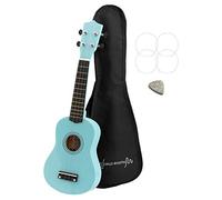 World Rhythm Wr-306 Ukulele Soprano per Principianti, Finitura Blu Chiaro, Con Custodia, Corde Di Ricambio e Plettro In Feltro, Blu (Azzurro)