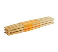 World Rhythm WR-607-6BRICK Drumsticks 5A - Coppia di bacchette Hickory con punta in legno 5A - Stick Brick, 6 paia