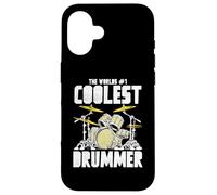 World’s #1 Coolest Drummer Vintage Drum Kit Retro Percussion Custodia per iPhone 16