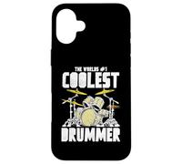 World’s #1 Coolest Drummer Vintage Drum Kit Retro Percussion Custodia per iPhone 16 Plus