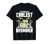 World’s #1 Coolest Drummer Vintage Drum Kit Retro Percussion Maglietta