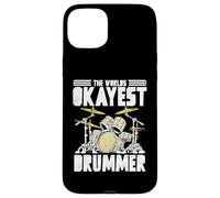World’s Okayest Drummer Retro Music Drum Kit Artwork Custodia per iPhone 15 Plus