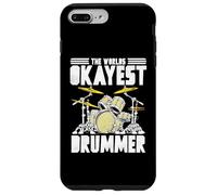 World’s Okayest Drummer Retro Music Drum Kit Artwork Custodia per iPhone 7 Plus/8 Plus