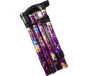 World Smallest Folding Walking Stick - Purple Floral by Walking Sticks
