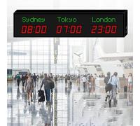 World Time Zone Clock con telecomando, regolazione della luminosità a 3 livelli, città intercambiabili, ideale per hotel, pensioni, aeroporti, sale