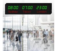 World Time Zone Clock con telecomando, regolazione della luminosità a 3 livelli, città intercambiabili, ideale per hotel, pensioni, aeroporti, sale