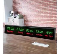 World Time Zone Clock con telecomando, regolazione della luminosità a 3 livelli, città intercambiabili, ideale per hotel, pensioni, aeroporti, sale