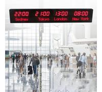 World Time Zone Clock con telecomando, regolazione della luminosità a 3 livelli, città intercambiabili, ideale per hotel, pensioni, aeroporti, sale