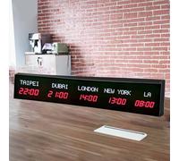 World Time Zone Clock con telecomando, regolazione della luminosità a 3 livelli, città intercambiabili, ideale per hotel, pensioni, aeroporti, sale