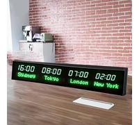 World Time Zone Clock con telecomando, regolazione della luminosità a 3 livelli, città intercambiabili, ideale per hotel, pensioni, aeroporti, sale