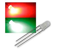 world-trading-net - 10 LED 5mm rosso diffuso/verde puro Diodo emettitore di luce a 2 colori, 3 pin, cablato, diodo emettitore, come componente