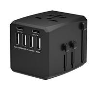 World Travel Adapter, 4 USB A - and 2 USB C ports - Warranty: 300M NEW
