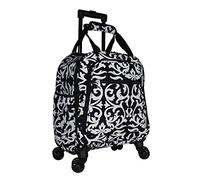 World Traveler 18-Inch Lightweight Spinner Carry-On Luggage - Stylish Prints, Compact & Durable, Black Trim Damask