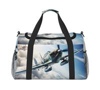 World War 2 Aircraft Airplan1 stampa bagaglio a mano per donne uomini borsa a tracolla weekender per yoga viaggio must-have, nero, Taglia unica