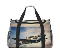 World War 2 Aircraft Airplane stampa bagaglio a mano per donne uomini spalla Weekender Crossbody Bag per yoga viaggio must-have, nero, Taglia unica