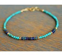 WORLD WIDE GEMS 24k Gold Plated Good Luck Gift Gold Helling 2-3 mm Stracking Multi Opal & Turchese Bracciale Rondelle, Faceted 7" for Mens, Womens, GF, BF & Adult.