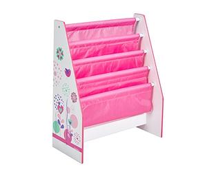 Worlds Apart 470FLW Portalibri a Tasche Verticale MDF / Tessuto, Bianco / Rosa