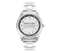 World's Best Boss - Orologio al quarzo personalizzato in acciaio inox, con numeri arabi, per uomo e donna
