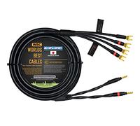 WORLDS BEST CABLES Canare 4S11 - Cavo per altoparlante singolo HiFi Star-Quad Bi-Wire per canale centrale con connettori Eminence Gold Banana & Spade [Banana x2 - Spade x4]
