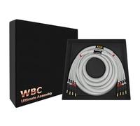 WORLDS BEST CABLES Cavo audio Hi-Fi singolo bi-Amp per canale centrale con connettori a banana Eminence Gold e rivestimento in tweed argentato, 1,8 m