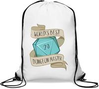World's Best Dungeon Master Natural 20 - Sacca da palestra casual, con coulisse, colore: bianco