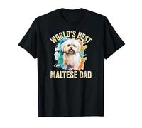 World's Best Maltese Dad Adorabile Amante dei Cani Maltese Daddy Maglietta