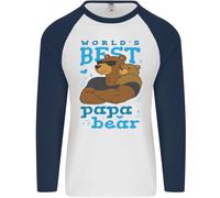 Worlds Best Papa Orso Festa Del Papà Uomo L/S Baseball T-Shirt