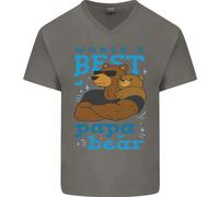 Worlds Best Papa Orso Festa Del Papà Uomo Scollo A V Cotone T-Shirt