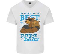 Worlds Best Papa Orso Festa Del Papà Uomo Scollo A V Cotone T-Shirt