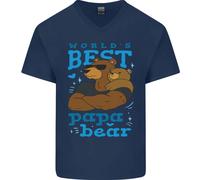 Worlds Best Papa Orso Festa Del Papà Uomo Scollo A V Cotone T-Shirt