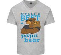 Worlds Best Papa Orso Festa Del Papà Uomo Scollo A V Cotone T-Shirt
