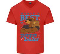 Worlds Best Papa Orso Festa Del Papà Uomo Scollo A V Cotone T-Shirt