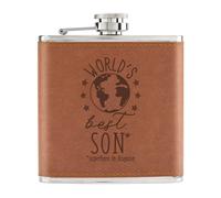 World's Best Son 170ml pelle Sintetica Hip Flask Marroncino Favorito Awesome