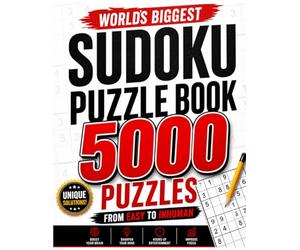 Worlds Biggest Sudoku Puzzle Book - 5000 puzzles from easy to inhuman: Huge XXL collection including solutions - puzzle book as a gift for children, ... adults as well as grandparents and seniors.